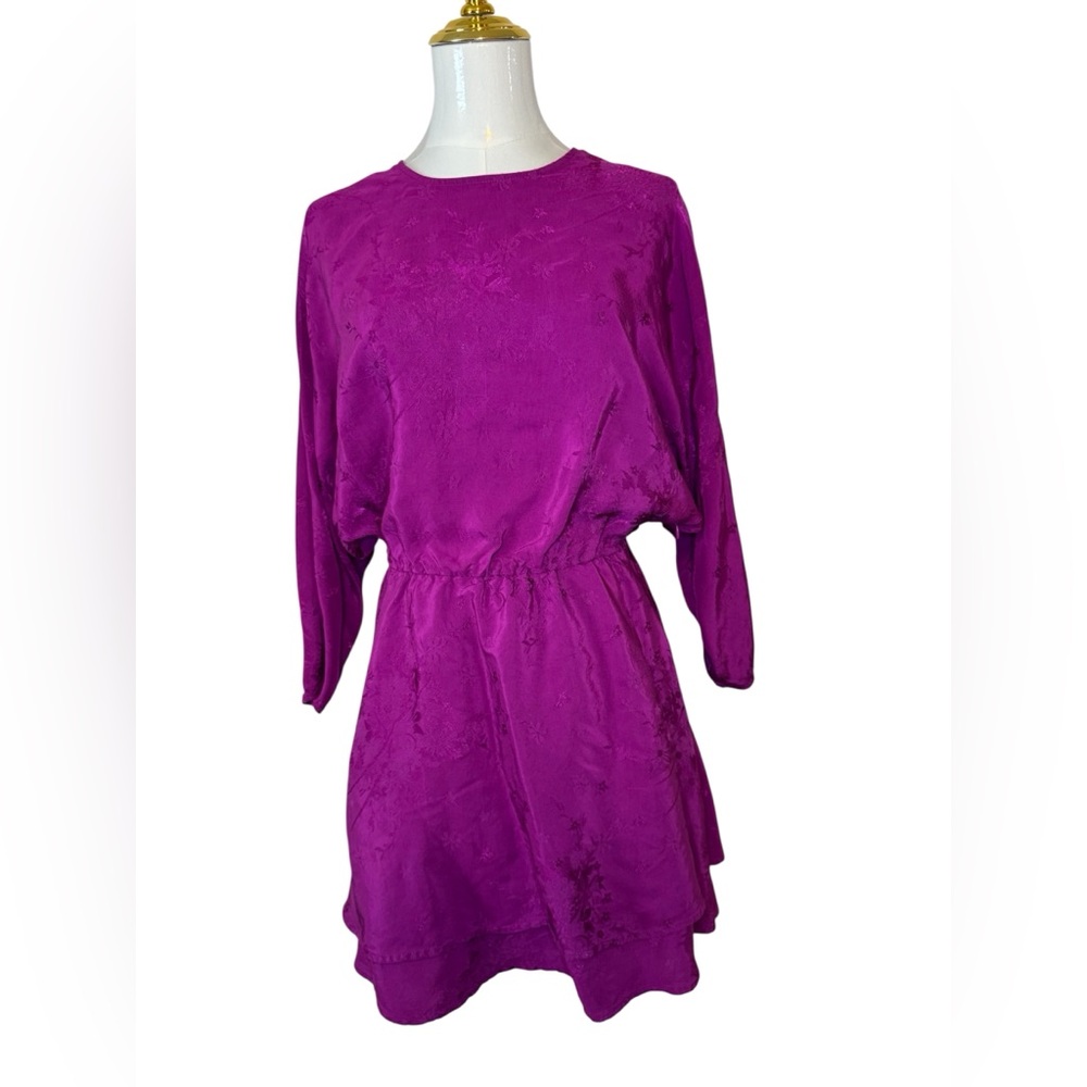 Zara Vibrant Magenta Long Sleeve Dress